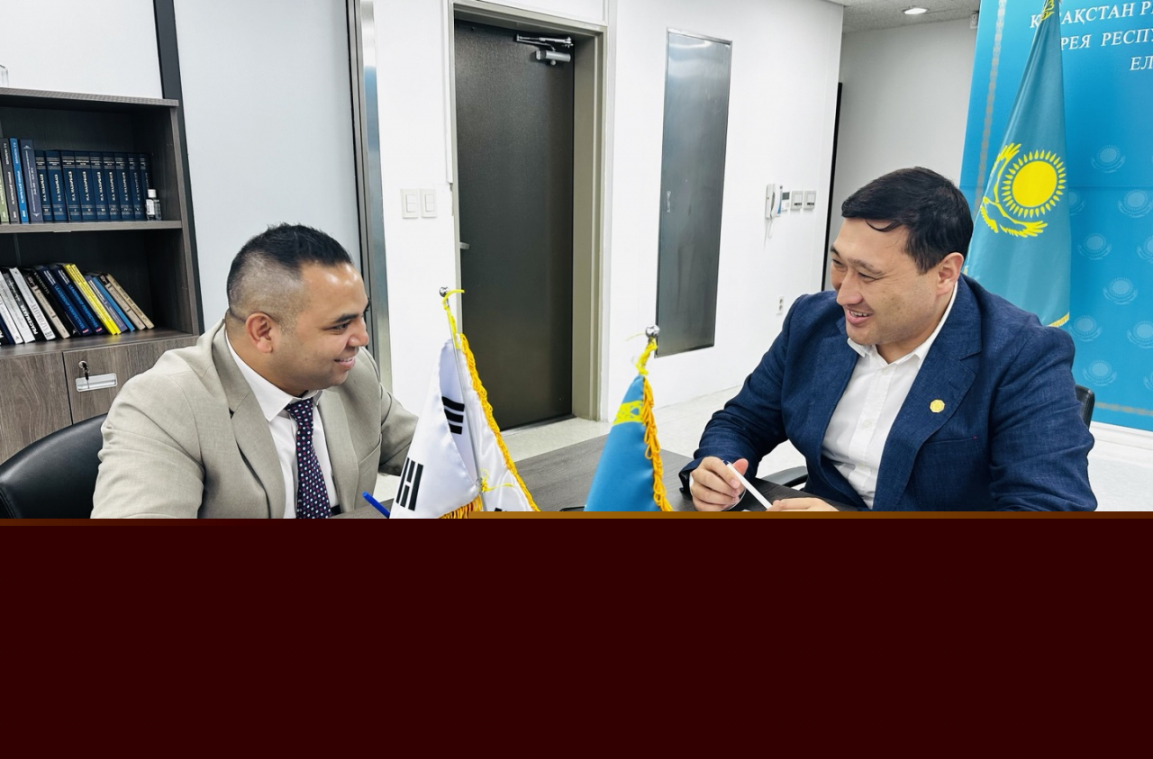 Kazakhstan's Deputy Minister of Internal Affairs Saitbekov Aidar speaks in an interview with The Korea Herald at Kazakh Embassy in Yongan-gu, Seoul on Thursday.(Sanjay Kumar/ The Korea Herald)