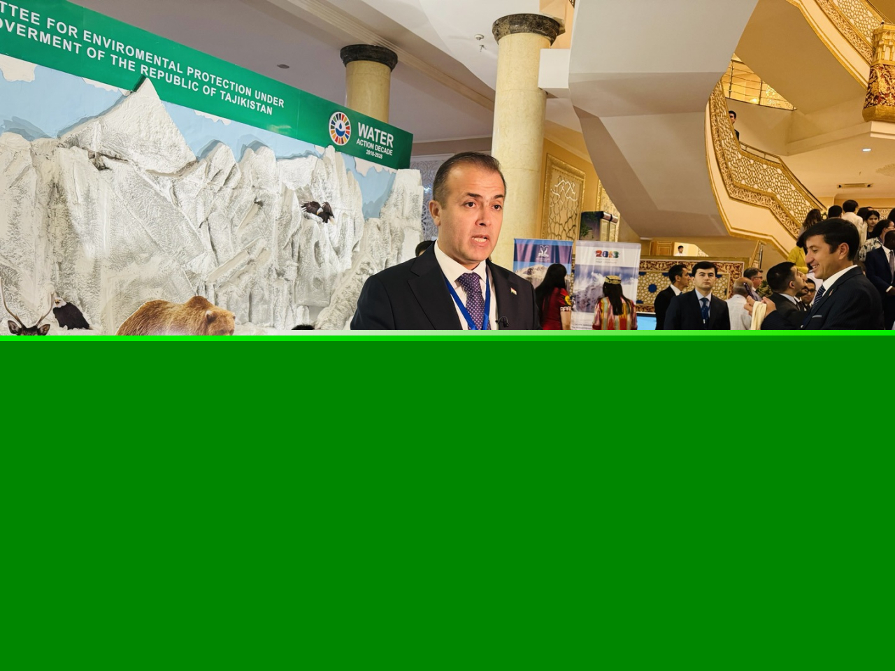 Sulton Rahimzoda, Chairman of the State Committee on Investments and State Property Management speaks with media at the opening session of the 3rd International Conference on the International Decade of Action. (Sanjay Kumar/ The Korea Herald)