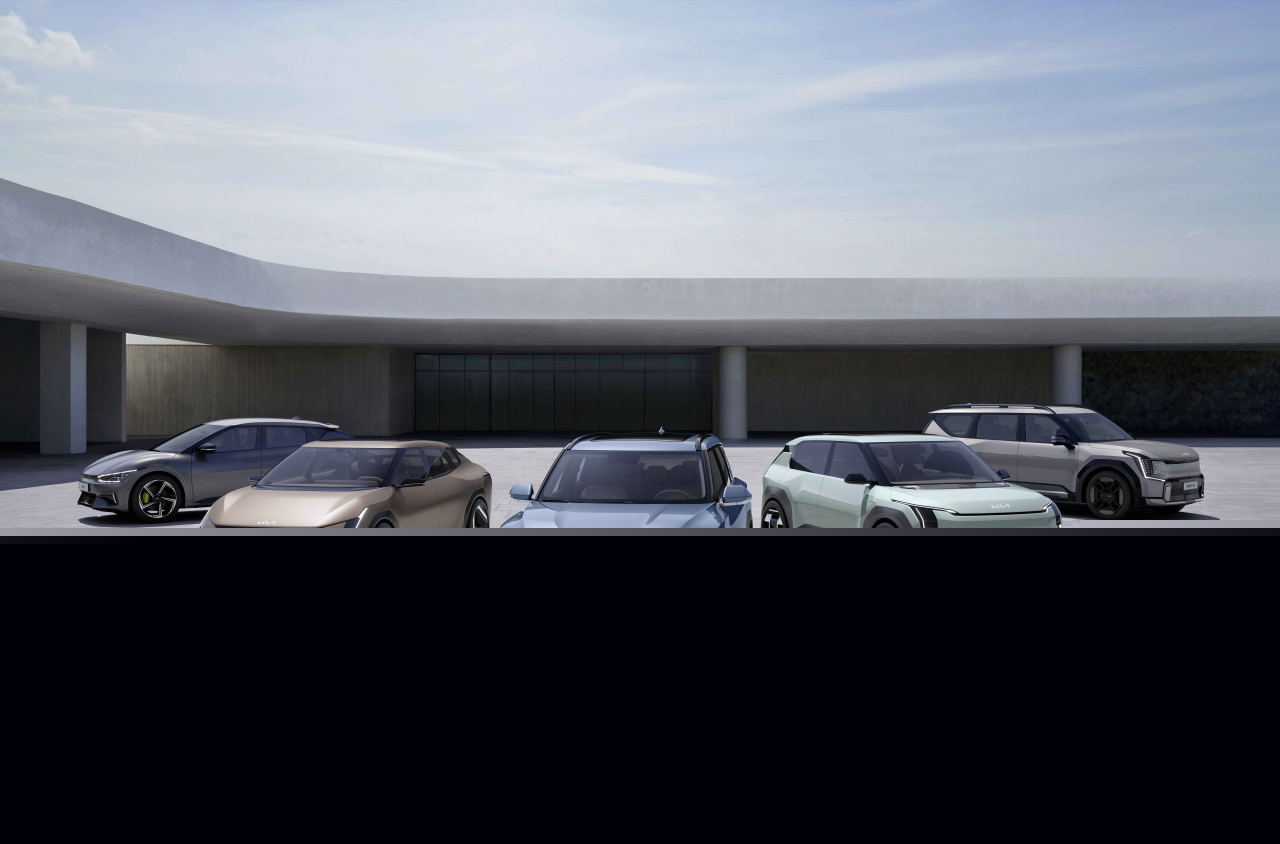 From left: Kia's EV6, Concept EV4, EV5, EV3 and EV9 (Hyundai Motor Group)